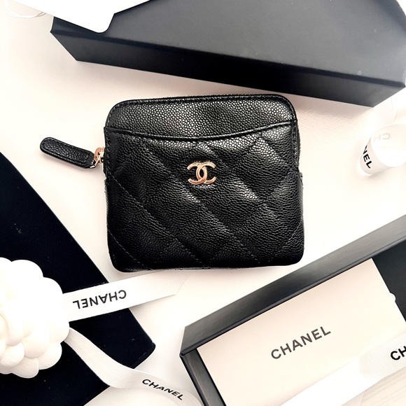 CHANEL Handbags - 🔥 CHANEL Caviar Quilted Zip Card Holder
Wallet in Black with gold hardware